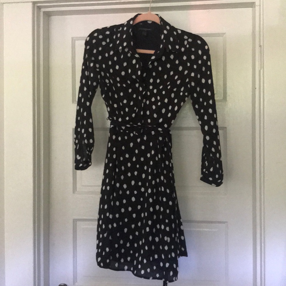 BANANA REPUBLIC • Black + White Polka Dot Dress